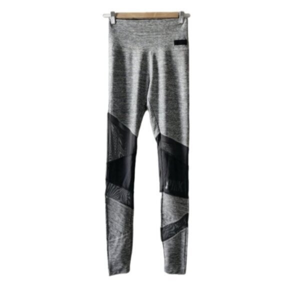 PINK mesh gray leggings - Picture 1 of 8